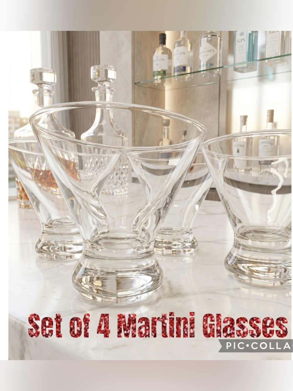 Set of 4 ~Designer Cocktail Glasses 8 oz Stemless Excellent Condition Never Used